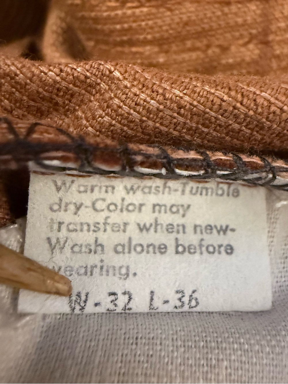 VTG 1980 Levis 519 Corduroy Pants Brown White Tab Straight 32x36 Fits 30x34 USA - Picture 15 of 15